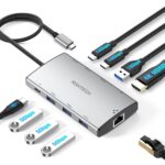 RSHTECH 9-in-1 USB C Hub Multiport Adapter with 4K HDMI, 10Gbps USB-3.2 Ports(2C + 1A), 3 USB-3.0 5Gbps Data Ports, 100W PD, Gigabit Ethernet, Aluminum USB-C Dongle for MacBook, Laptops and More