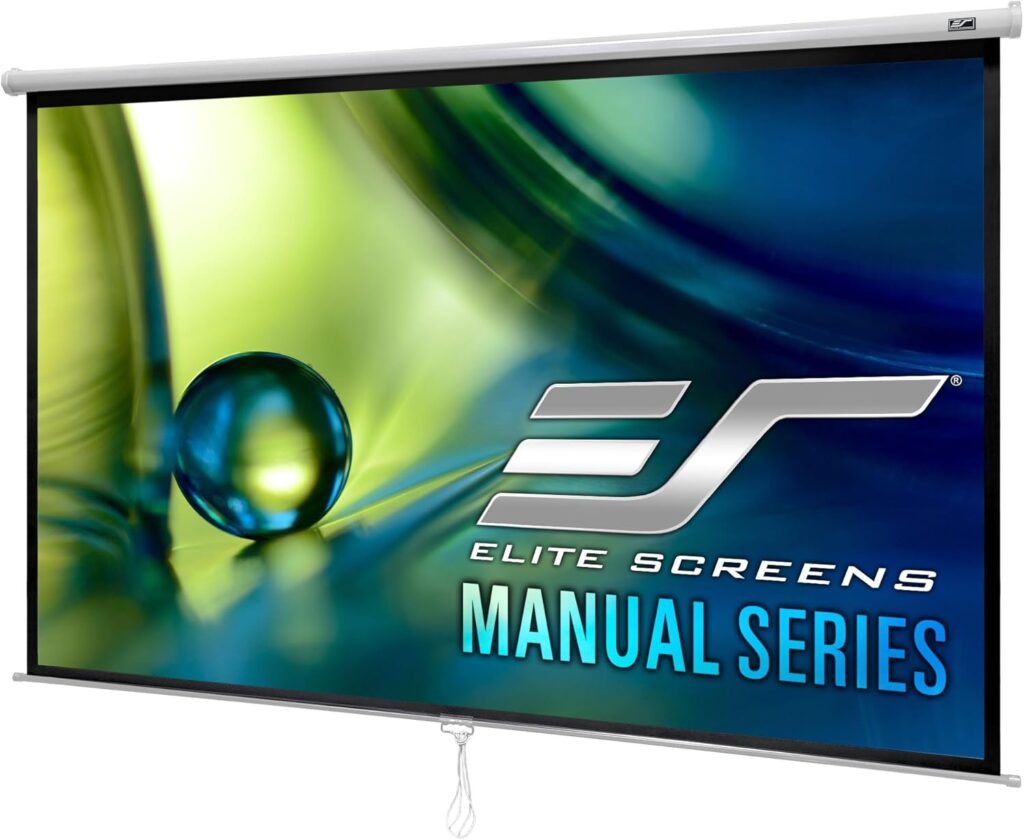 Elite Screens Manual Series, 120-INCH 16:9, Pull Down Manual Projector Screen with AUTO LOCK, Movie Home Theater 8K / 4K Ultra HD 3D Ready, 2-YEAR WARRANTY, M120XWH2
