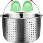 REDANT Vegetable Steamer Basket for Instant Pot Accessories 6 & 8 Qt – Stainless Steel Strainers and Colanders – Metal Strainer for Cooking Broccoli, Eggs, Pasta, Quinoa – with 2 Gloves, 6 Quart
