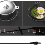 Double Induction Cooktop, Portable 1800W Induction Cooker 2 Burner Independent Touch Control, Ceramic Electric Stove with 9 Temperature and Power Level, Safety Lock, 3 Hour Timer – Black