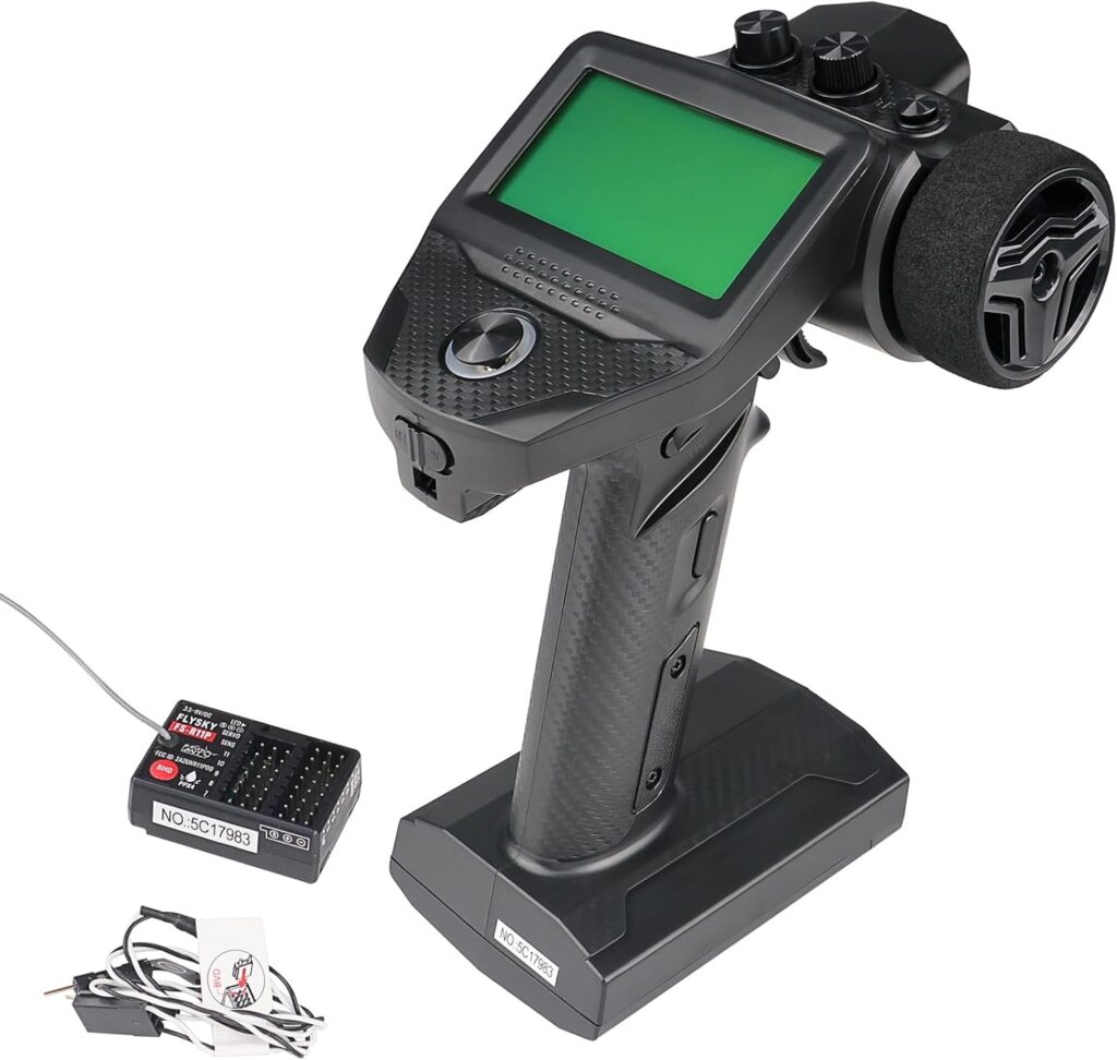 Flysky FS-G7P+ Transmitter, 2.4GHz 10CH New Upgrades FS-G7P Transmitter with FS-R11P Receiver Combo, Upgraded Memory, Foam Wheel, Lightweight, Wide-View UI, Type-C & 300m+ Range