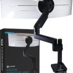 Heavy Duty Monitor Arm for Ultrawide Monitors up to 57″ and 44 lbs, Single Desk Stand, Pneumatic Height Adjustable, Modular Extension Arms – Max VESA 100×100, Black, MA20P-S