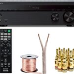 Sony STRDH190 2-ch Stereo Receiver with Phono Inputs and Bluetooth Bundle with 100ft of Speaker Wire and 5 Pairs of Banana Plugs (3 Items)