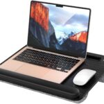 Besign LT08 Laptop Stand, Portable Lap Desk with Pillow Cushion, Fits up to 14 inch Laptop, with Anti-Slip Strip for Desk, Sofa & Bed, Black and Gray