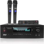 Pyle 1000W 5.2 Channel Home Theater Receiver – Bluetooth 5.0 – Amp w/ 2 UHF Wireless Mics – 4K UHD/3D/Blu-ray Pass-Through – MP3/USB/HDMI/AM/FM Radio – DSP EQ – Mic Echo & Volume Controls – PT888BTWM