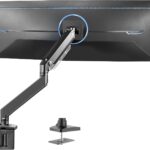 VIVO Premium Aluminum Monitor Arm for Ultrawide Screens up to 49 inches and 33 lbs, Heavy Duty Single Desk Mount, Pneumatic Height, Max VESA 100×100, Black, STAND-V101G1