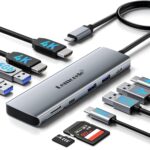 USB C Docking Station Dual Monitor, 10 in 1 USB C Hub with 2 HDMI Ports, PD Charging, SD/TF, 5 USB C/A Ports, Dual HDMI Adapter for Dell XPS/HP/Lenovo/Surface