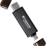 Transcend 256GB External SSD, Up to 1,050MB/s, Dual USB Flash Drive for iPhone&iPad&Mac, Windows&Android, Tablet&PC, Smart TV, USB 3.2 Gen 2 Thumb Drive Photo Stick, 2-in-1 Type C &Type A Memory Stick
