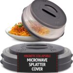 HOVER COVER Magnetic Microwave Splatter Cover 2.0, Collapsible 12-Inch BPA-Free Food Lid with Upgraded Magnets, Vented Plate Guard, Dishwasher Safe, Space-Saving Magnetic Storage – Gray 2 – Pack