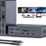 Thunderbolt Docking Station 3 Monitors 4K@60Hz for M1 M2 M3 M4 MacBook Pro/Air with DisplayLink Technology, 19 in 1 USB C Dock with 2 HDMI & 2 DisplayPort, PD 100W, QC 18W, USB 3.2 10 Gbps