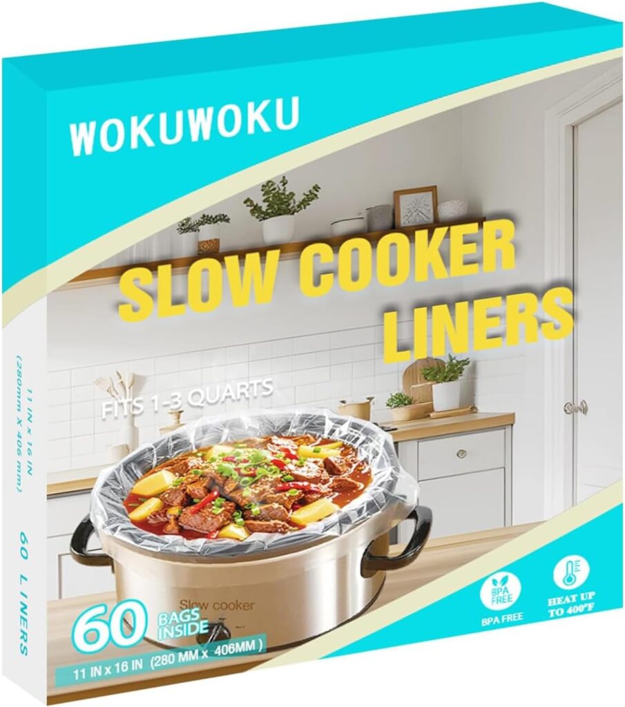 Slow Cooker Liners Small Size Pot Liners Disposable Cooking Bags Fit 1QT to 3QT Suitable for Slow Cooker and Oval & Round Pot (60Bags)