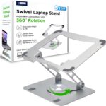 Uncaged Ergonomics Swivel Laptop Stand for Desk, Adjustable Computer iPad Stand for Desk w/ 360 Rotation, Portable Laptop Holder for Home Office Ergonomic Supplies