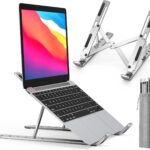 ivoler Laptop Stand, Laptop Holder Riser Computer Tablet Stand, 6 Angles Adjustable Aluminum Ergonomic Foldable Portable Desktop Holder Compatible with 10-15.6” MacBook,iPad, HP, Dell, Lenovo Silver