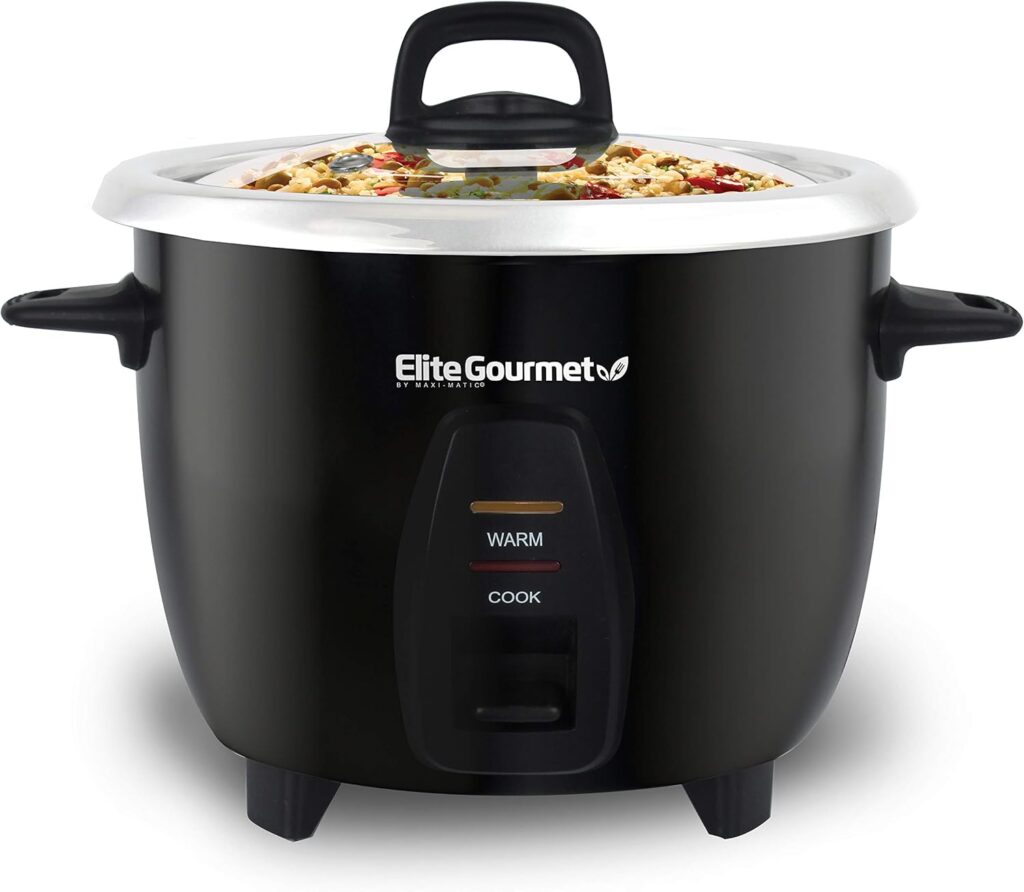 Elite Gourmet ERC2001BX 10-Cup Electric Rice Cooker with 304 Surgical Grade Stainless Steel Inner Pot, Makes Soups, Stews, Porridges, Grains and Cereals