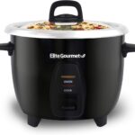 Elite Gourmet ERC2001BX 10-Cup Electric Rice Cooker with 304 Surgical Grade Stainless Steel Inner Pot, Makes Soups, Stews, Porridges, Grains and Cereals