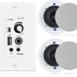 Herdio 6.5 Inch Bluetooth Ceiling Speakers 320W 2-Way Flush Mount in Wall Amplifier Receiver Suitable for Home Theater Bathroom Living Room Kitchen Office (White, Pair)