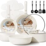 CAROTE 17pcs Pots and Pans Set, Nonstick Cookware Set Detachable Handle, Induction Kitchen Cookware Sets Non Stick with Removable Handle, RV Cookware Set, Oven Safe