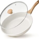 SENSARTE Nonstick Ceramic Frying Pan with Lid 8/9.5/10/11/12.5 Inch Omelet Pan Skillet, Free of Intentionally Added PFAS/PTFE Non-toxic Chef’s Pan Induction Compatible Pan, Heat Resistant Handle