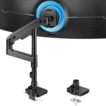 ARES WING Heavy-Duty Monitor Mount for 17-49 inches Ultrawide Curved Flat Monitors, Holds 44lbs, with 18″ Extended Column for Desk, Adjustable Gas Spring, Black