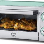 GreenLife Countertop Toaster Oven Air Fryer Stainless Steel, Healthy Ceramic Nonstick, PFAS Free, Tray & Basket, Bake, Broil, Reheat, Adjustable Temp & Time Control, Auto Shutoff, Turquoise