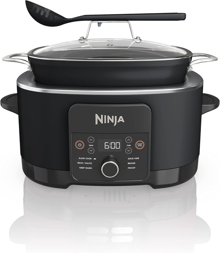 Ninja® 12-in-1 PossibleCooker™ PLUS | 8.5-qt – Sous Vide & Proof Multi-Cooker | Slow Cooker, Dutch Oven & More | Glass Lid & Integrated Spoon | Nonstick | Oven Safe Pot to 500°F | Black | MC1010