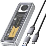 ORICO 40Gbps M.2 NVMe SSD Enclosure with Cooling Fan, Tool-Free Installation Aluminum Crystal NVMe Case, Support 2280 M2 Solid State Drive, Compatible with Thunderbolt 3/4 USB4/3.2/3.1/3.0