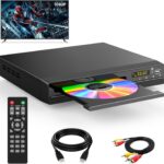 DVD Player, HDMI Region Free DVD Players for Smart TV, 1080P Upscaling, USB Input, HDMI/RCA Output Cable Included, Breakpoint Memory, Built-in PAL/NTSC, CD Players for Home