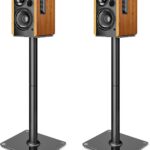 Speaker Stands Pair for Surround Sound,55 LBS Capacity,30.1 inch Floor Bookshlef Speaker Stands,Cable Management,Large Base,1 Pair,Black