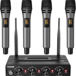 TONOR Wireless Microphones System with 4×10 Channels Cordless Handheld Microfono Inalambrico, 200FT UHF Range, Mics with Stable Signal Transmission for Karaoke Singing Party Church Wedding PA Speaker