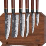 HOSHANHO 7 Pieces Knife Set with Magnetic Knife Block, Japanese High Carbon Steel Kitchen Knife Set, Ultra Sharp Chef Knives Set with Ergonomic Handle