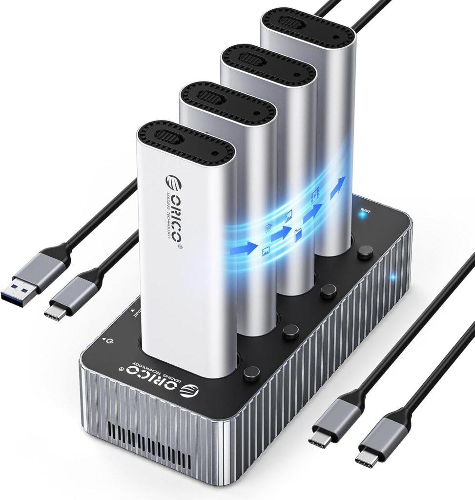 ORICO 4 Bay SSD NVMe to USB C Hard Drive Docking Station 40Gbps M.2 PCIE Adapter with Offline Clone Up to 16TB for Both M.2 (M Key, B+M Key) NVMe 2230 2280 2260 2242-IT48N