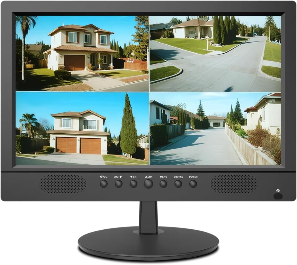 16inch Security Monitor,Wall-Mounted Monitors Supports USB/Full Format Video Playback,CCTV Monitors with AV/HDMI Input/VGA/BNC,Built-in Speaker,Remote Control