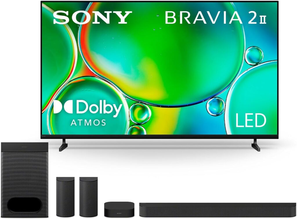 Sony BRAVIA 2 II 75-Inch 4K Ultra HD Smart TV (K-75S20M2) with BRAVIA Theater System 6 5.1ch Home Theater Sound Bar Bundle