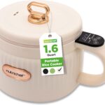 NutriChef 1.6 QT Portable Electric Rice Cooker & Lunch Maker | Multi-Functional & Non-Stick Ceramic Coating | Digital Control Panel | 6 Cook Functions: Rice, Soup, Stew, Porridge & More | White