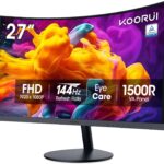KOORUI 27 Inch Curved Monitor FHD 1080P 144Hz Computer Monitors, 1500R PC Screen with HDMI VGA, TÜV Rheinland Certified, Tilt Adjustable,1500R, Eye Care, Black.
