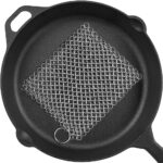 Cast Iron Cleaner 8″x6″ 316L Stainless Steel Chainmail Scrubber for Griddle Skillet Dutch Oven Wok Stainless Steel Pot Cast Iron Pan