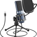 TONOR TC-777 Podcast Microphone, USB Computer Microphone, Cardioid Condenser PC Mic with Tripod Stand and Pop Filter for Podcasting, Streaming, Vocal Recording, Compatible with PC & Laptop, PS4/5