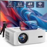 [Auto Foucs] Smart Projector with WiFi and Bluetooth, VISSPL 4K Supported Video Projector, Auto Keystone, Home Theater Movie Phone Projector Compatible with Android/iOS/Windows/TV Stick/HDMI/USB