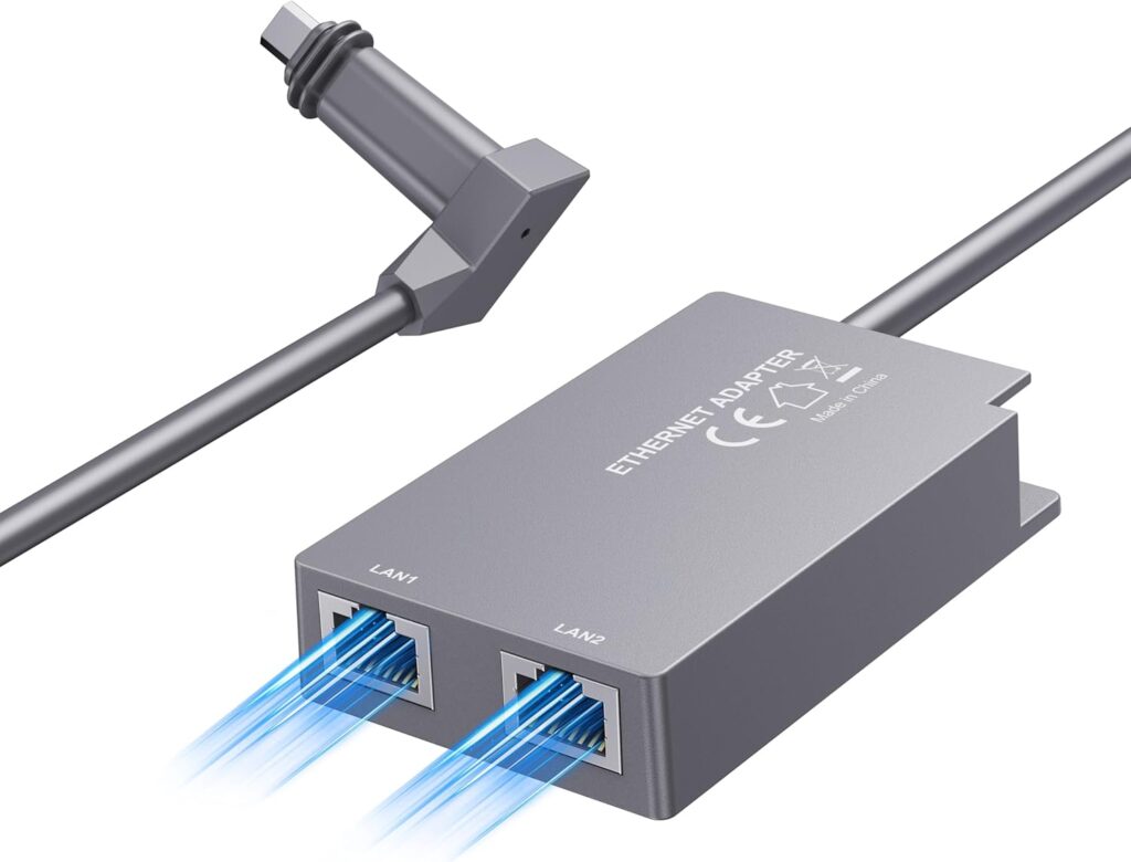 Starlink Ethernet Adapter for Starlink Gen 2, Multi Ports Adapter Starlink to RJ45 Fast&Stable Network Connection 1 to 2 [2 Devices Network Simultaneously] – Up to 1 Gbps