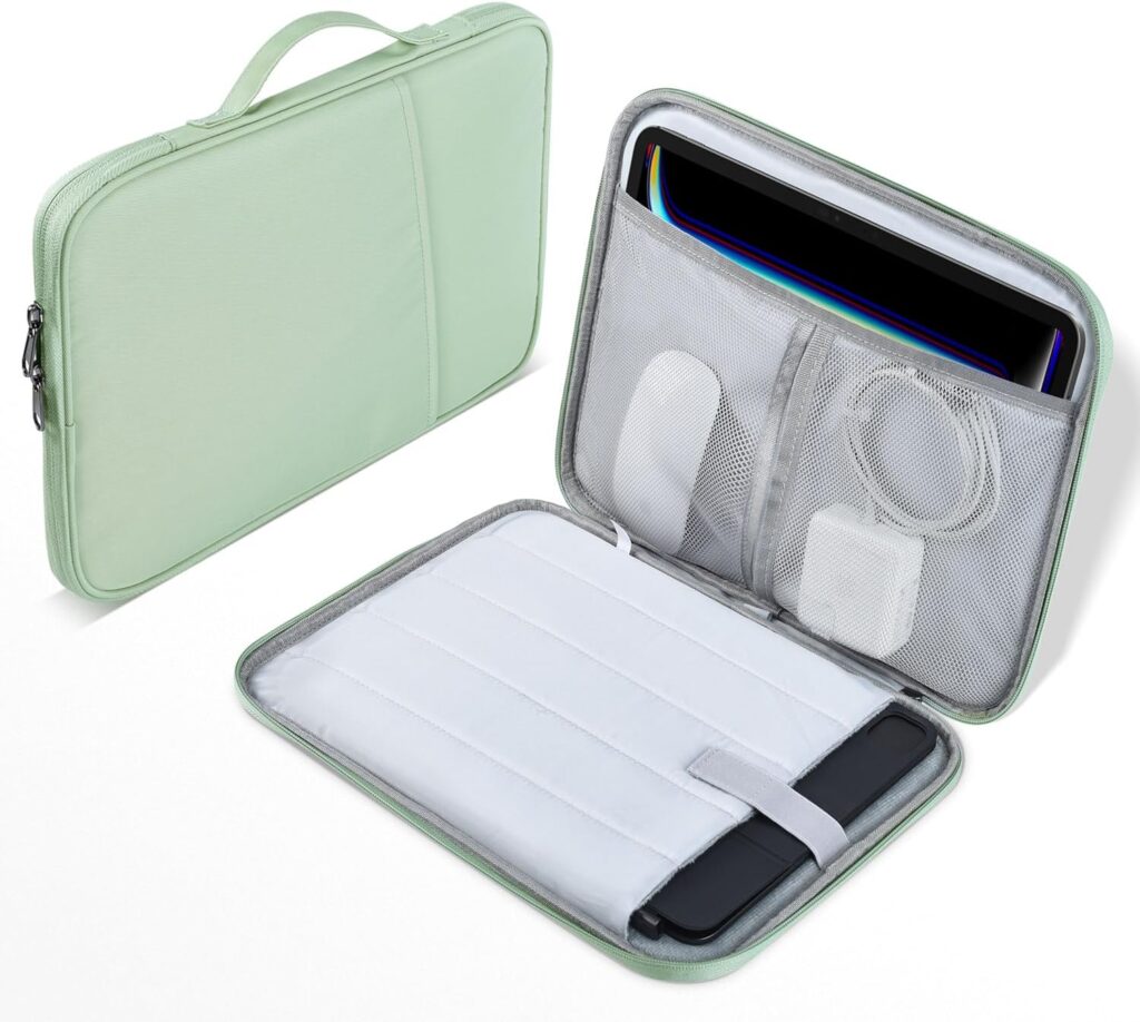 13 inch Laptop Sleeve Case for 2025 2024 MacBook Air 13.6 inch M4 M3 M2 Chip A3240 A3113 A2681 Water-Resistant Shockproof Handle Bag Cover w/Accessory Pocket -Mint Green