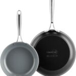 GreenPan Swift Healthy Ceramic Nonstick, 8″ and 10″ Frying Pan Skillet Set, Stainless Steel Handles, PFAS-Free, Dishwasher Safe, Oven Safe, Black