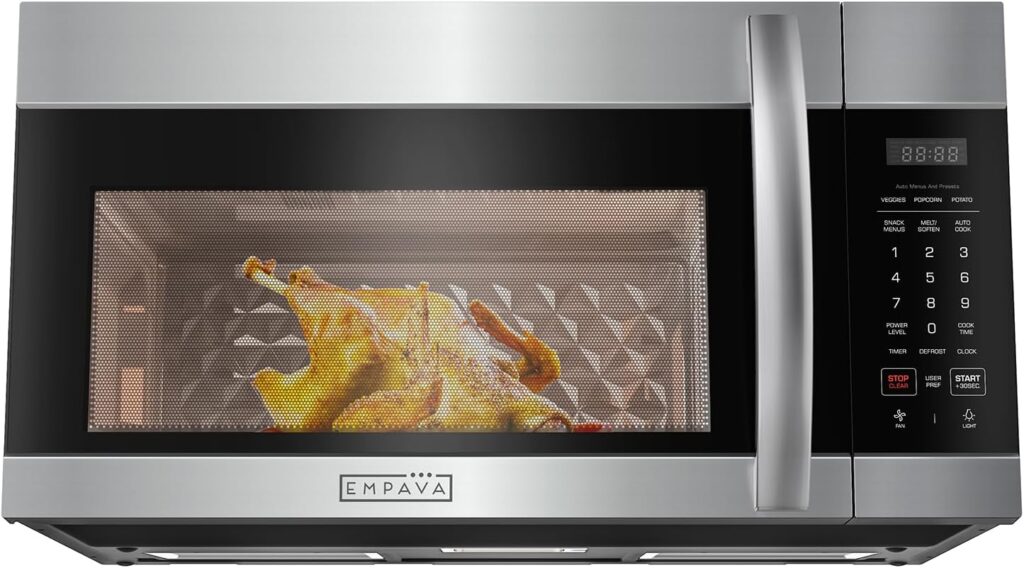 Empava Over the Range Microwave Oven with Screen Touch Control, 1000 Watts, 300 CFM Venting and Sensor Cooking in Stainless Steel, EMPV-30OTR01, Silver