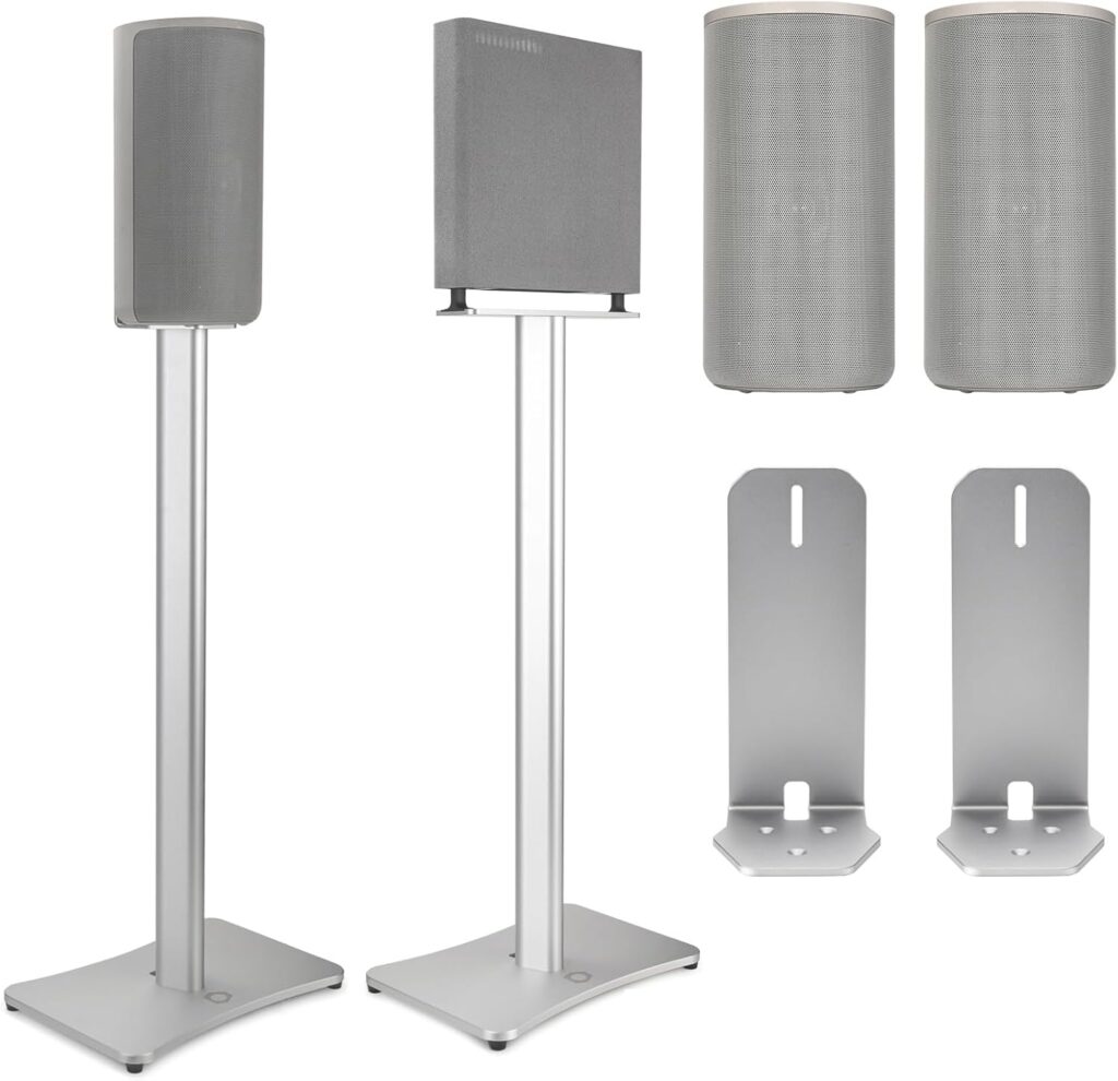 Speaker Stand Pair for Sony BRAVIA Home Theater Surround Sound System HT-A9M2/HT-A9/SA-RS5, Aluminum Alloy Floor Stand Bracket for Sony HT-A9M2/HT-A9/SA-RS5 Speaker
