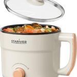 Stariver 1.5L Electric Hot Pot with Dual Power – Mini Portable Non-Stick Noodle Cooker for Ramen, Soup, Pasta, Egg, Oatmeal – Overheat & Boil-Dry Protection – Ideal for Dorm, Office, Travel Gift