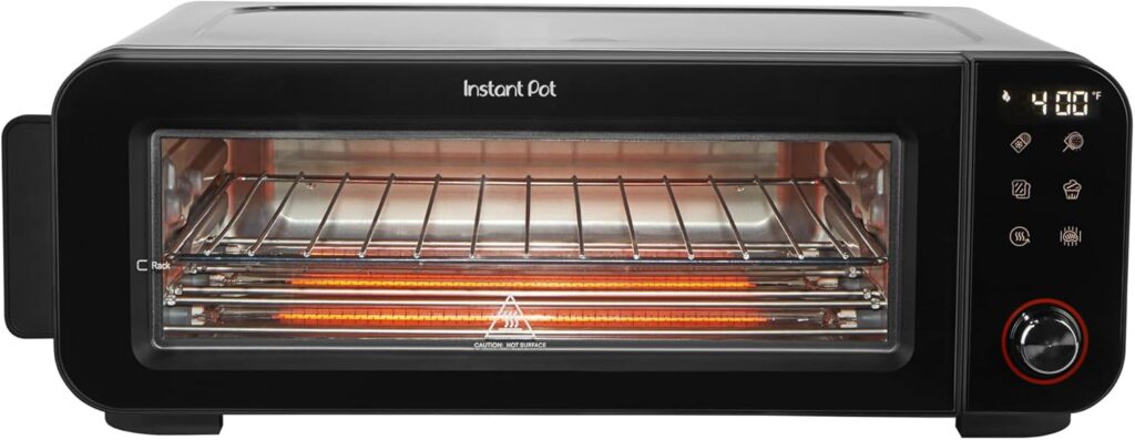 Instant Pot No Preheat Required* 6-in-1 Pizza and Toaster Oven with InstantHeat Technology, Fits a 12″ Fresh or Frozen Pizza, Bake, Toast, Broil, & Reheat