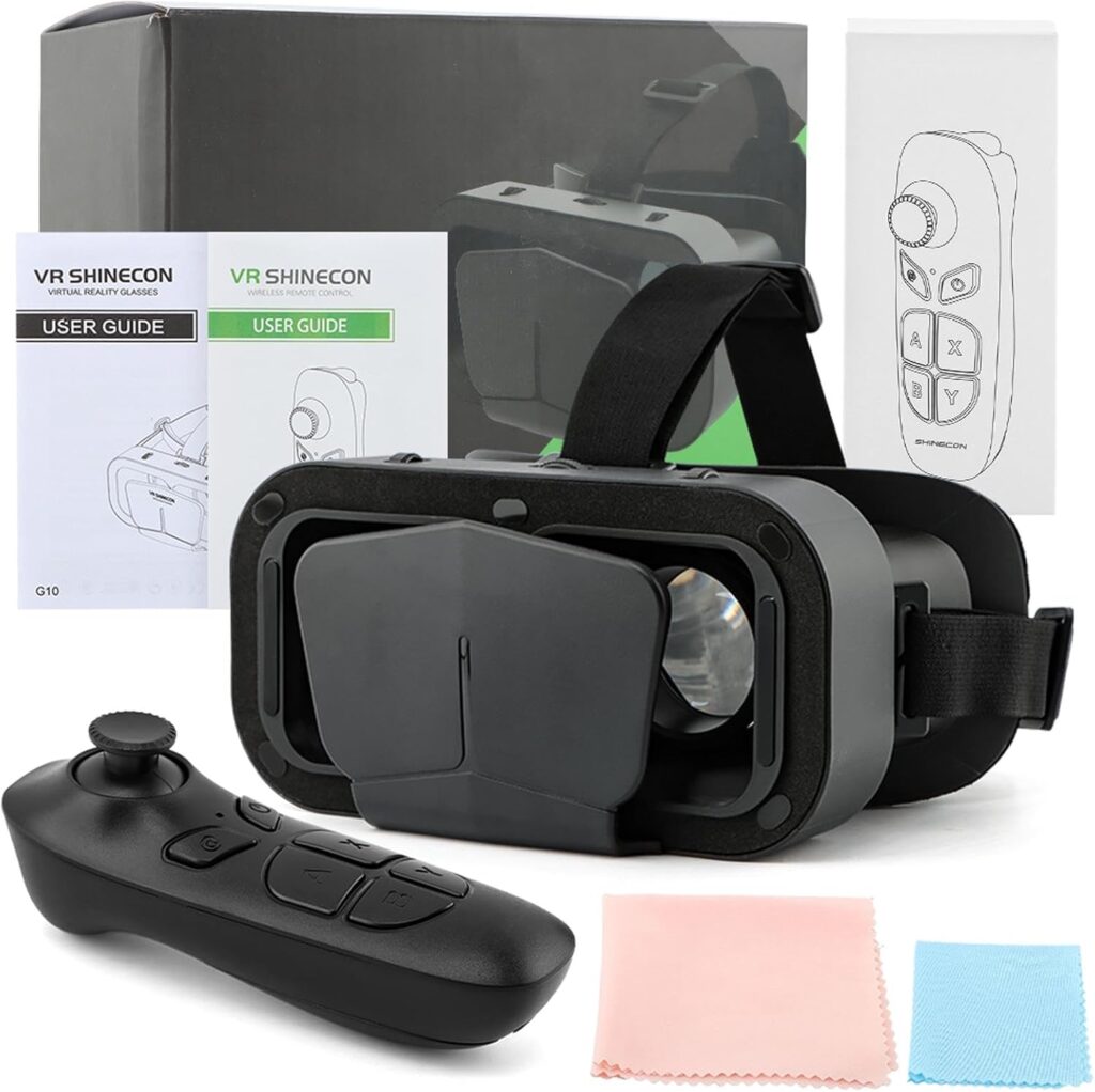 VR Headset for Phone, Virtual Reality VR Headset 3D Glasses Compatible with Most Phone, Adjustable 3D Glasses Helmets for Movies,TV & Video Games