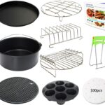 9 Inch Air Fryer Accessories XL 10 PCS with Cupcake Pan, Pizza Pan, Silicone Baking Cup, Recipe Cookbook, 100Pcs Parchment Paper for 5.3Qt – 6.8Qt and Larger Size Phillips Air Fryer Instant Pot