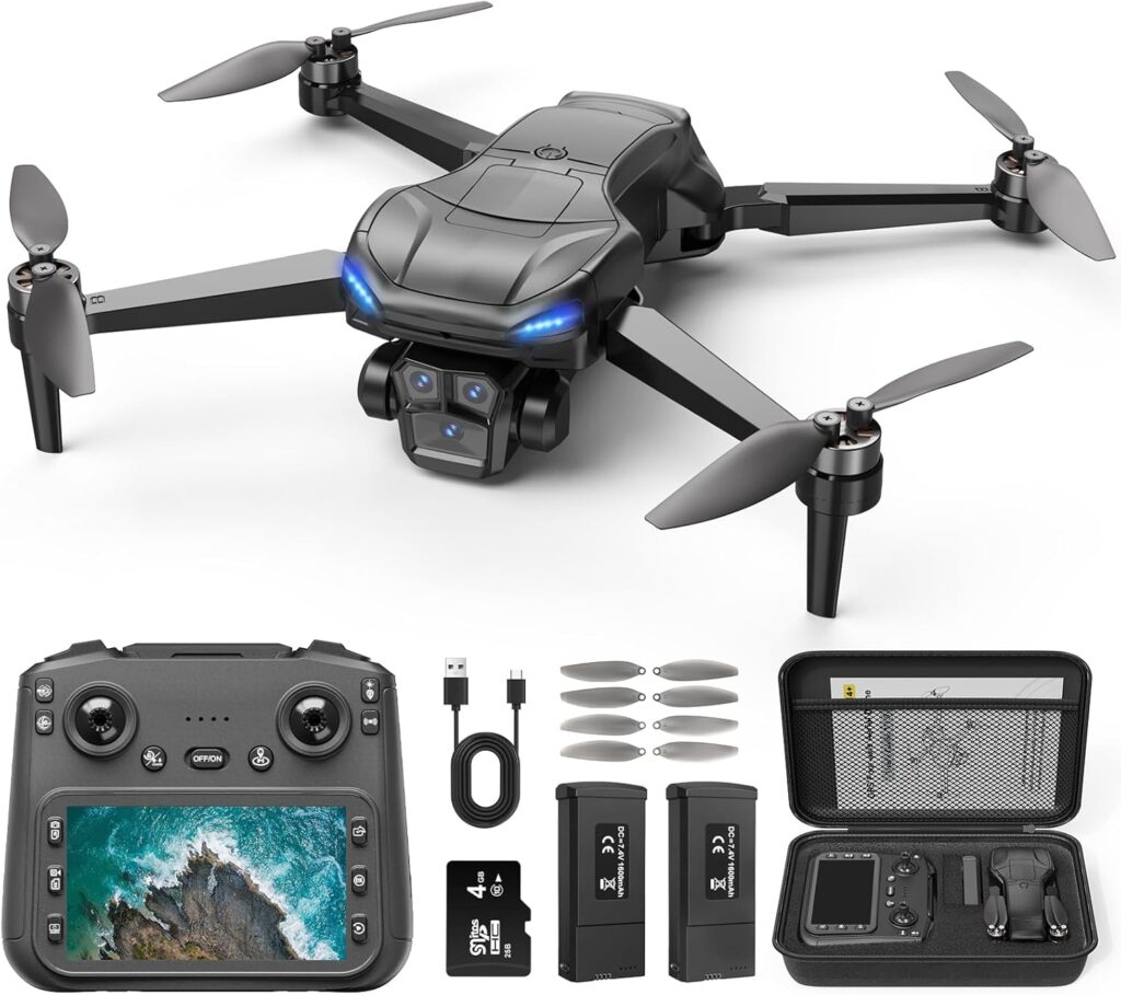 GPS Drone with 4k camera for adults,4.5’’ LCD Screen Controller, Brushless Motor, 60-Min Flight Time with 2 Batteries, SD Card Included, 5G FPV Quadcopter with Auto Return, Gift for Beginners