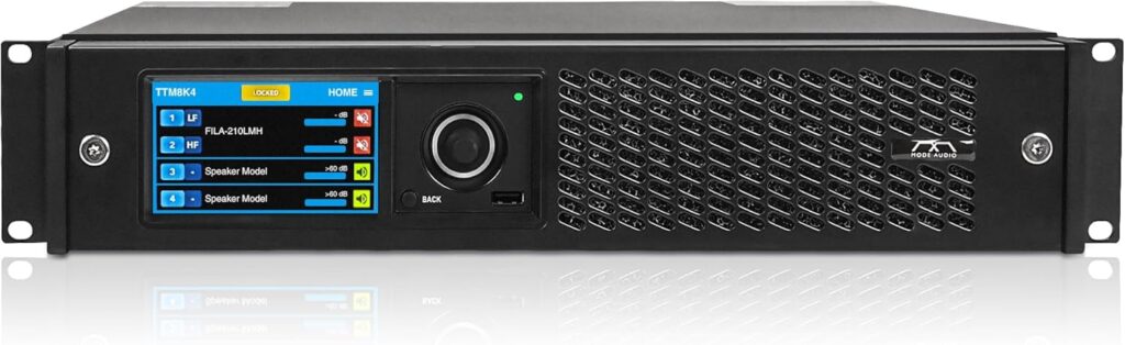 Sound Town MODE Audio Made in Italy Class-D 4-Channel PA/DJ Power Amplifier, DSP, Dante, FIR, PFC power, 4 x 2000W RMS at 4Ω, 2Ω Stable, ARMONÍA PLUS Software, Support Q-SYS (TTM8K4)