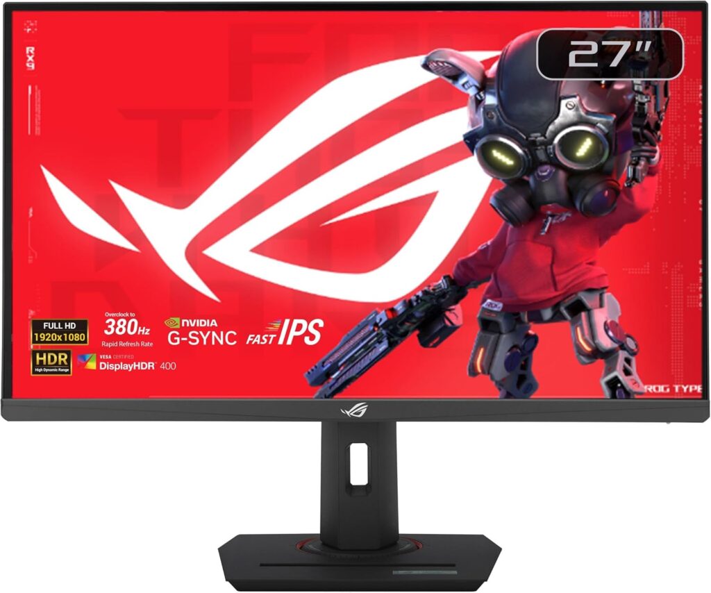 ASUS ROG Strix 27” 1080P USB-C Gaming Monitor (XG279CNS) – Full HD, IPS, 380Hz, 0.3ms, Extreme Low Motion Blur Sync, DisplayHDR™ 400, Tripod Socket, DisplayWidget Center, 3 yr Warranty